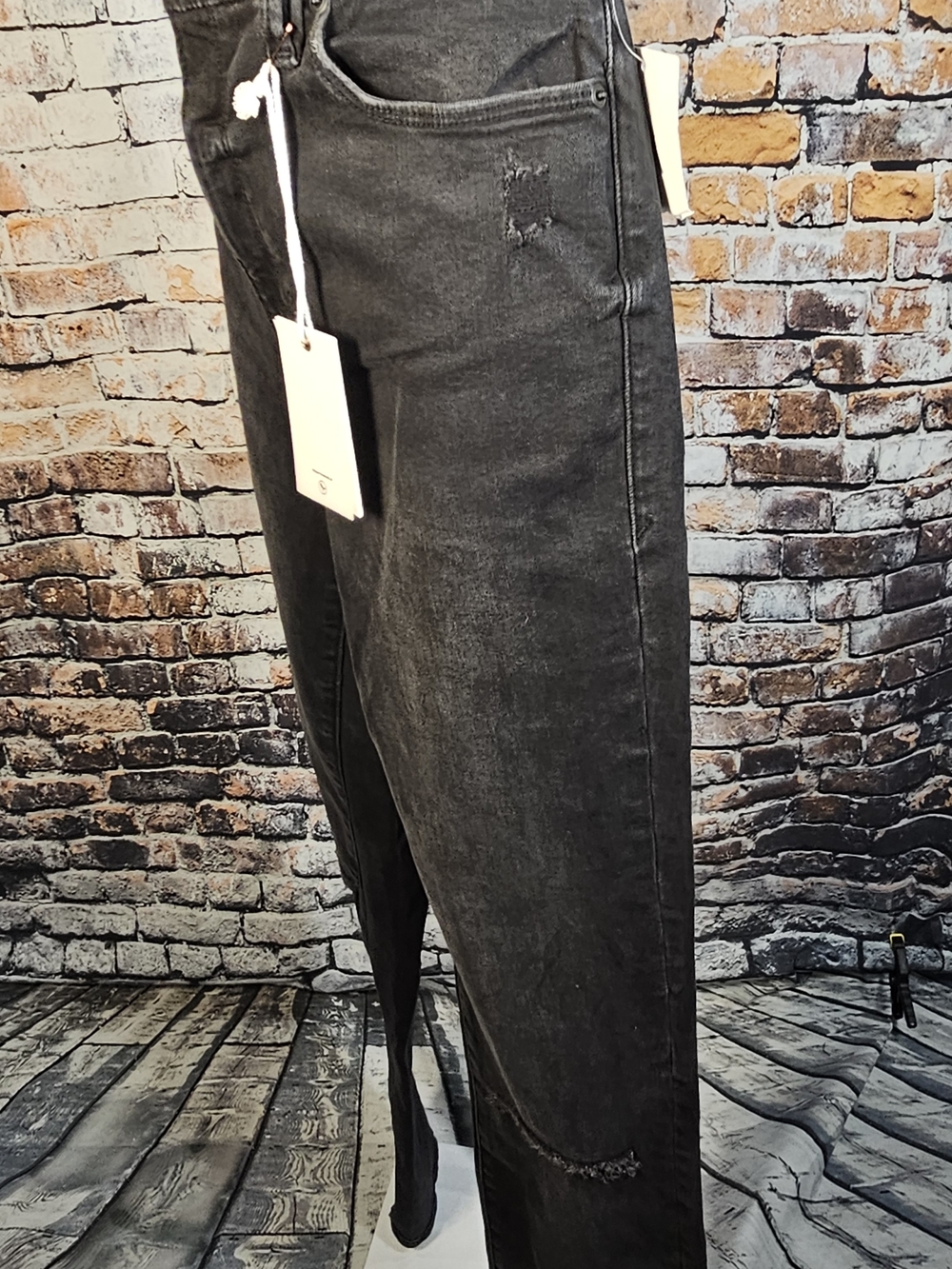GOOD AMERICAN Good Legs Skinny Jeans NWT Black Wash Slit Hem 35” Stretch Denim - Picture 2 of 9